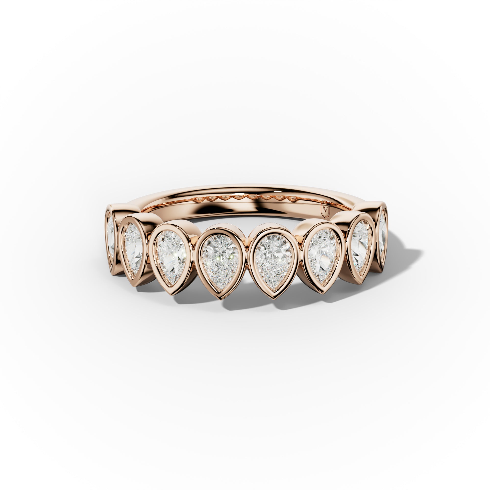 1.0 Carat Bezel Set Pear Shape Diamond Anniversary Band